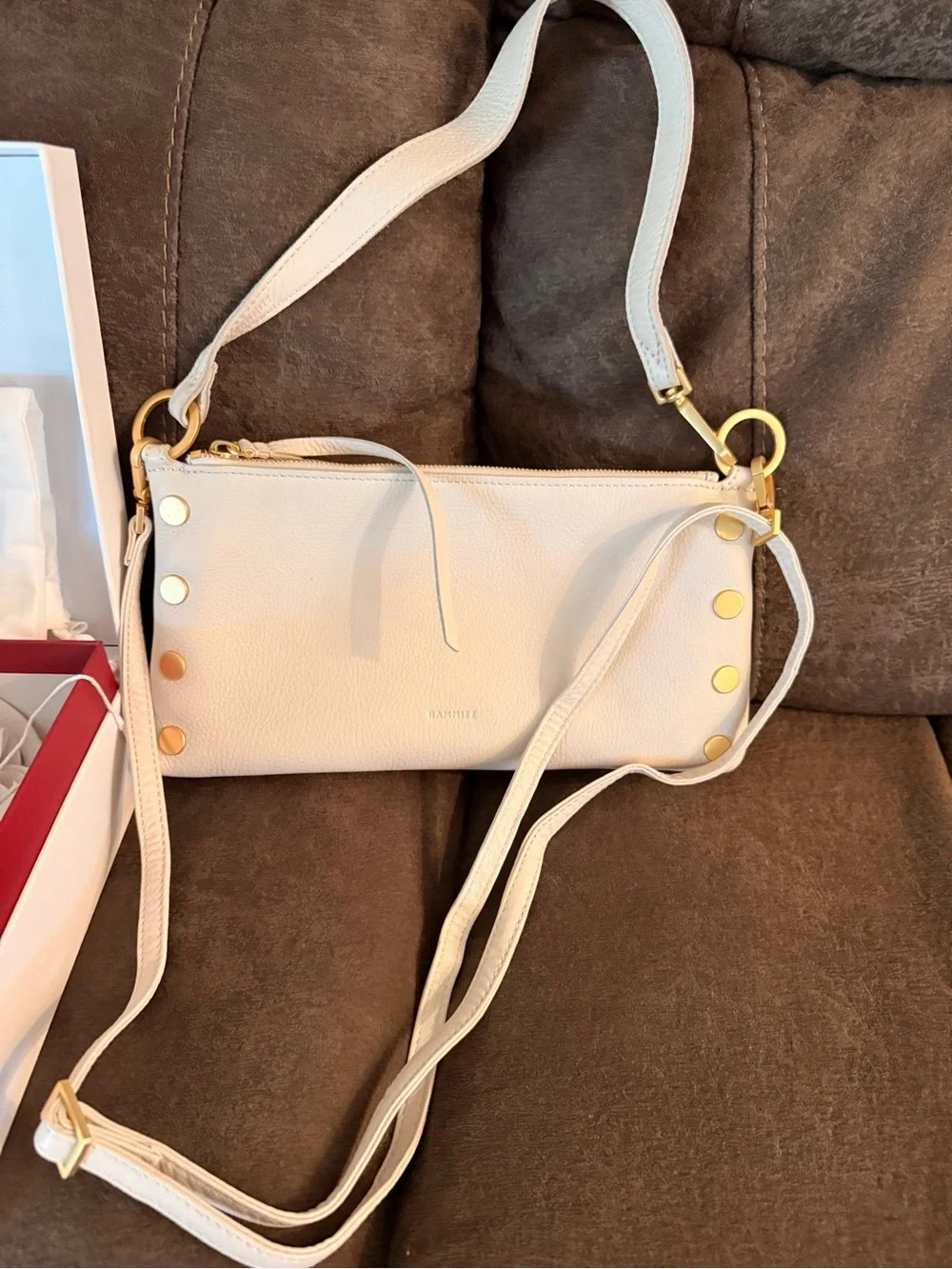 Hammitt Pebbled Leather Crossbody in Cream with Gold Studs - Picture 2 of 4